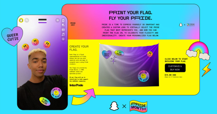 Snapchat: προσθέτει  Pride Lenses, αυτοκόλλητα και εκτυπώσιμες προσαρμοσμένες σημαίες