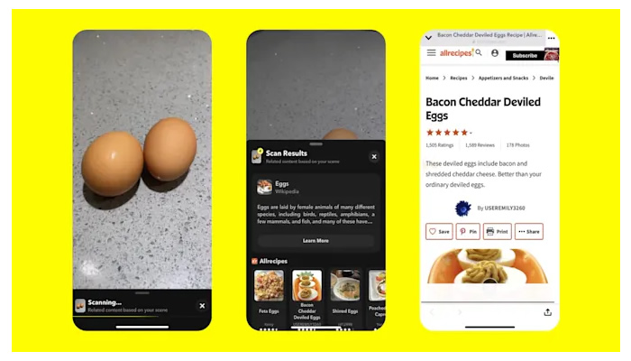 Η κάμερα του Snapchat μπορεί να αναγνωρίσει φαγητό και να προτείνει συνταγές
